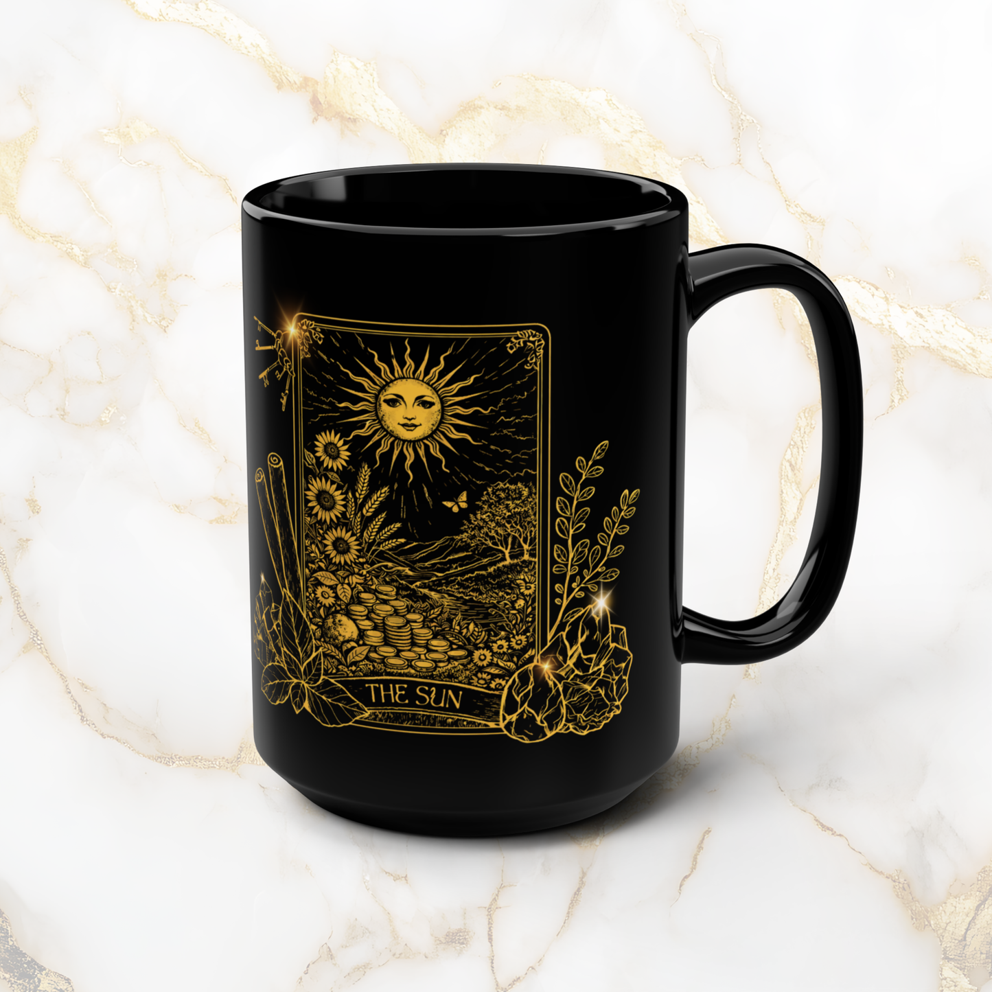 Abundance & Prosperity Ritual Mug | Money Manifestation (Gold Linework)
