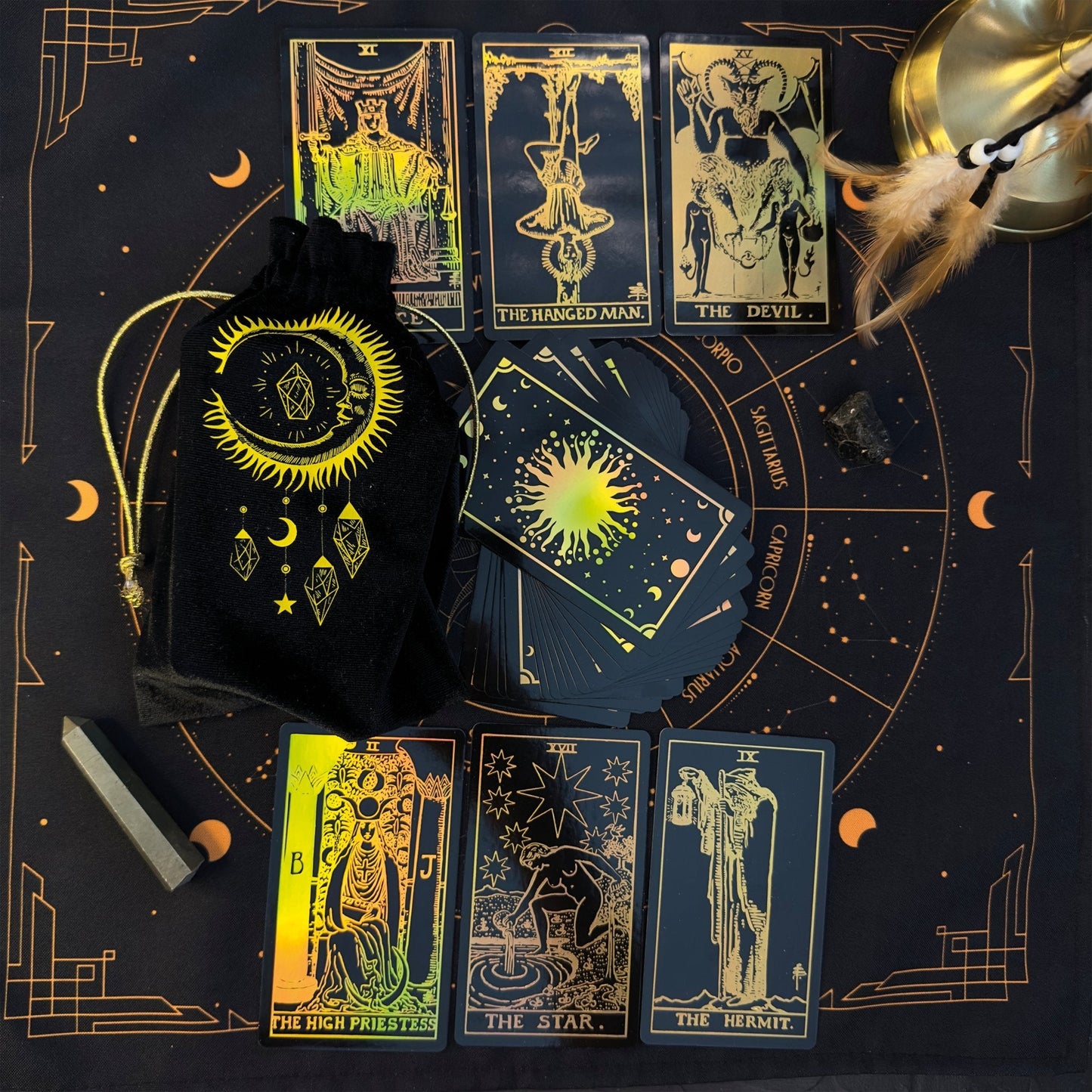 The Smith-Waite Tarot Cards Gold Rainbow Foil